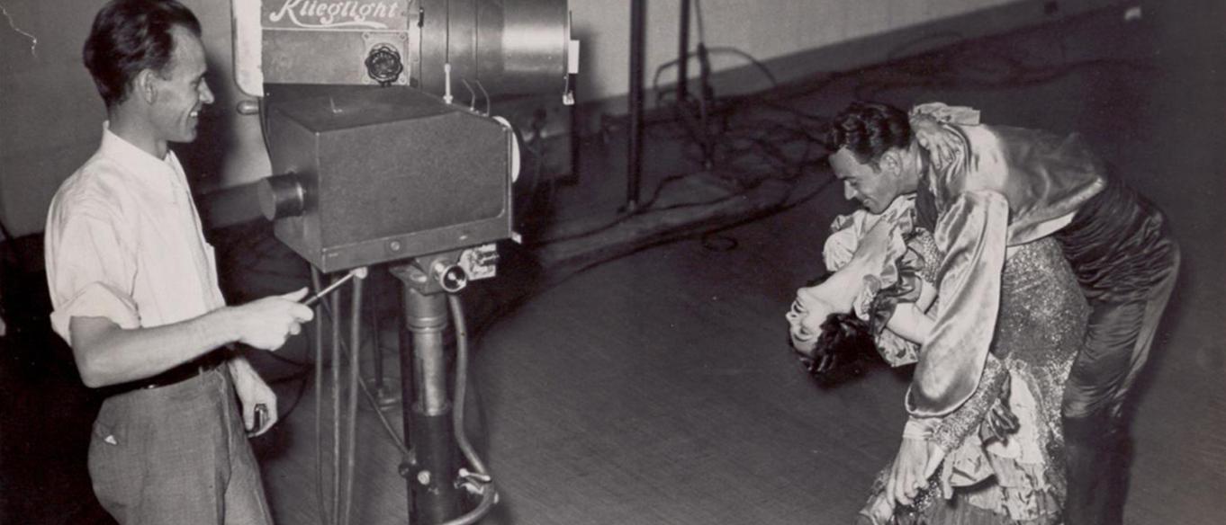 Philo Farnsworth filming a dancer at The Franklin Institute in august 1934.