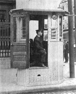 Traffic officer booth, Cleveland - The American City & County (September, 1915)