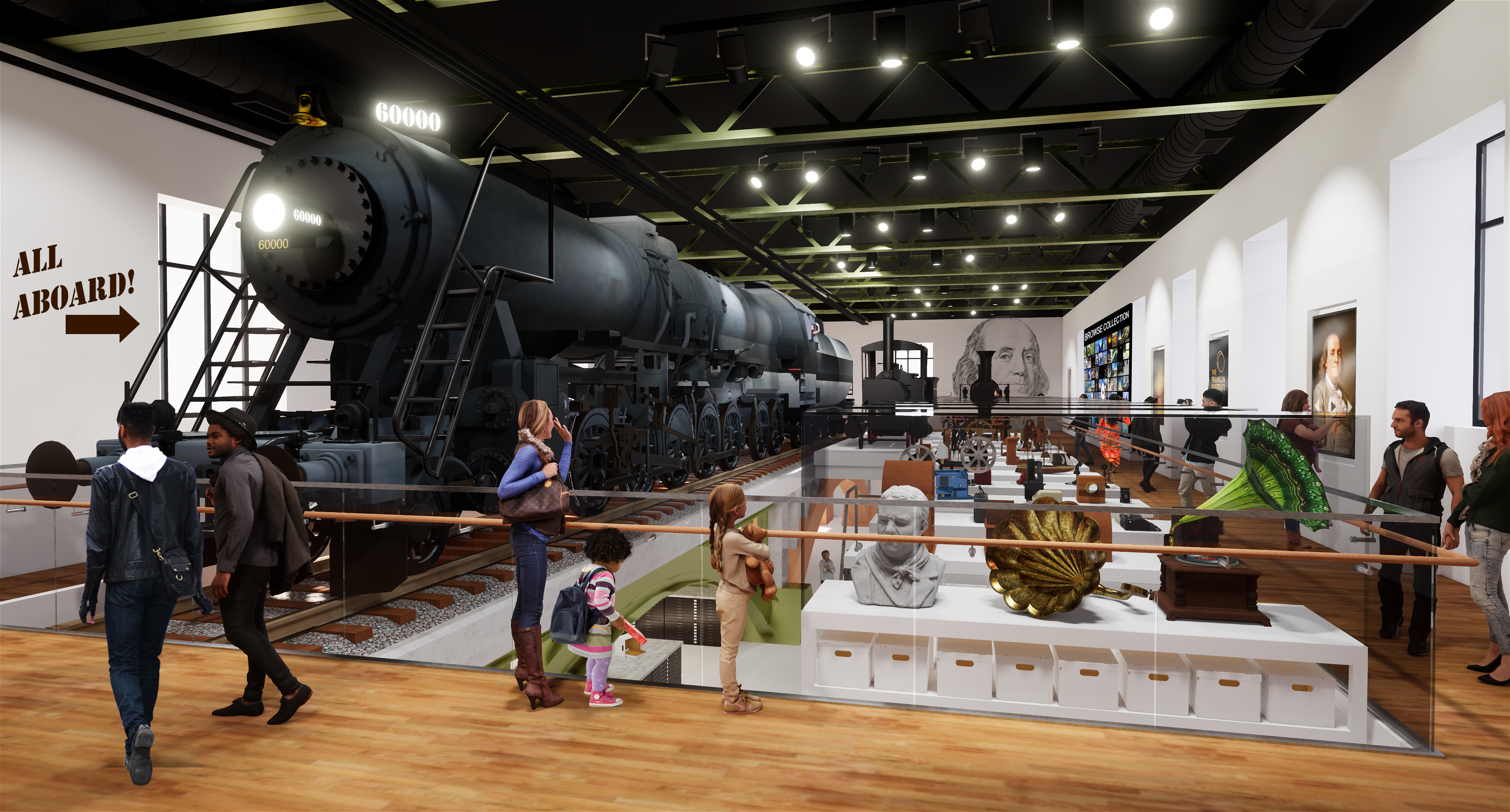 Train exhibit rendering 