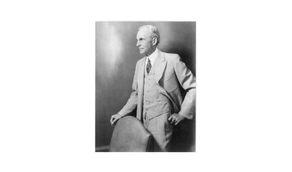 Black and white photograph of Henry Ford standing