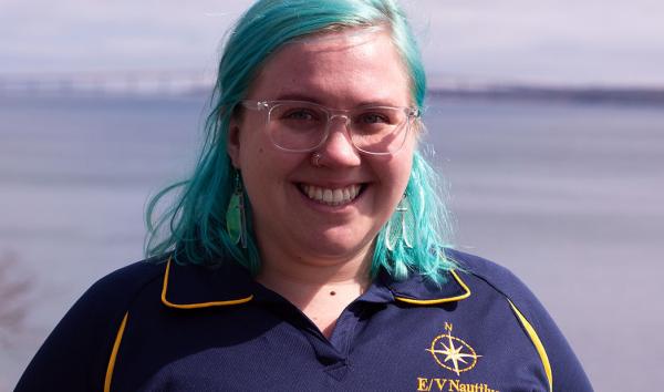 Science Interpreter Alix Leszczynski prepares for a stint aboard the E/V Nautilus