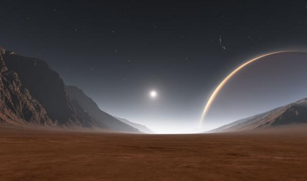 Exoplanet and exomoons illustration