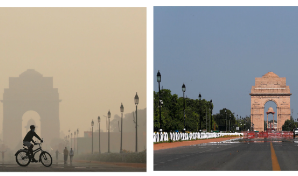 before/after image of the New Delhi War Memorial