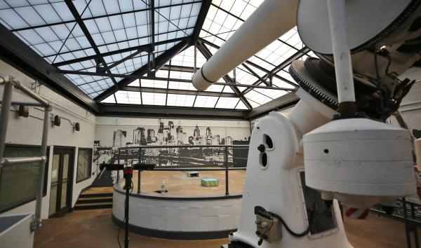 The retractable roof of the Holt & Miller Observatory shelters our Zeiss refracting telescope from the elements when not in use.
