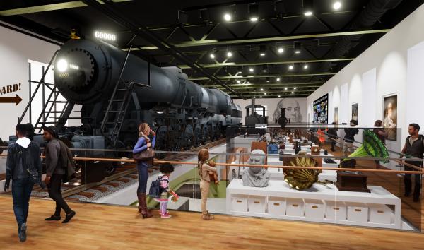 Train exhibit rendering 