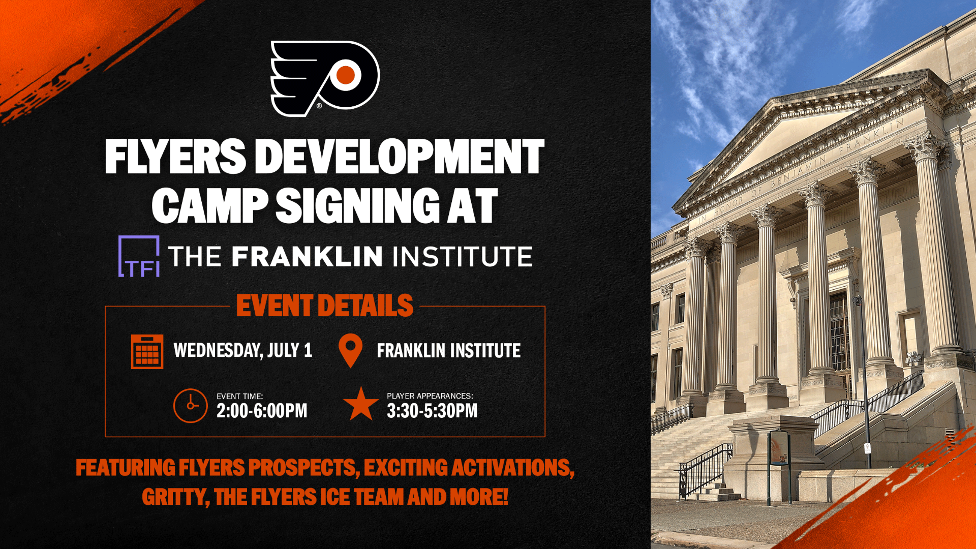 Philadelphia Flyers Development Camp signing at The Franklin Institute
