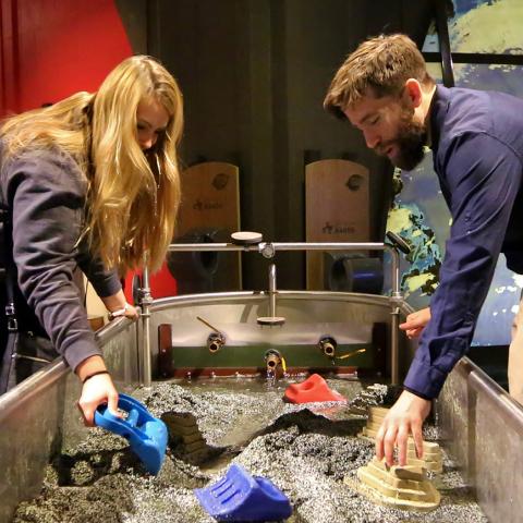 The Stream Table area in the Changing Earth exhibit at The Franklin Institute