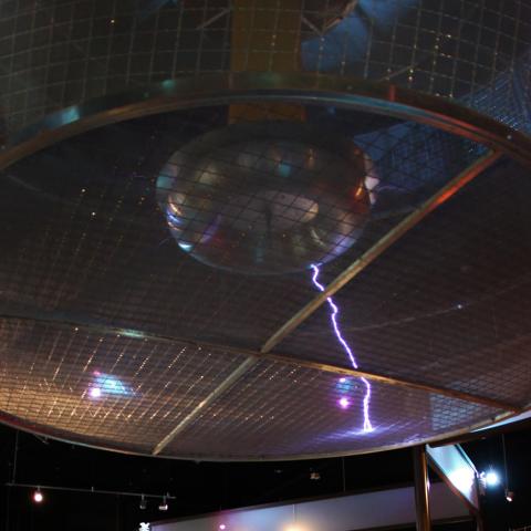 Tesla's Coil on display in the Electricity exhibit at The Franklin Institute