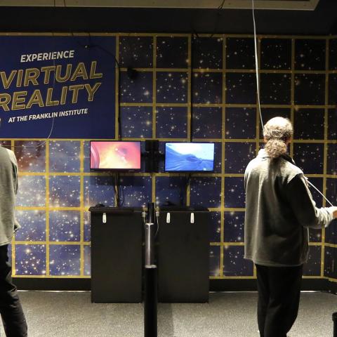 The Virtual Reality exhibit on display at The Franklin Institute