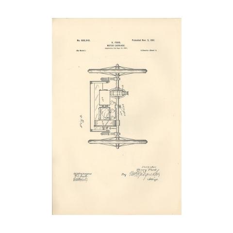 2nd page out of 5 from U.S. Patent No. 686,046 on the Motor-Carriage granted to Henry Ford and the Detroit Automobile Company, 11/5/1901.