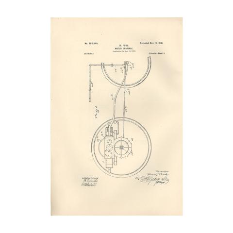 3rd page out of 5 from U.S. Patent No. 686,046 on the Motor-Carriage granted to Henry Ford and the Detroit Automobile Company, 11/5/1901.