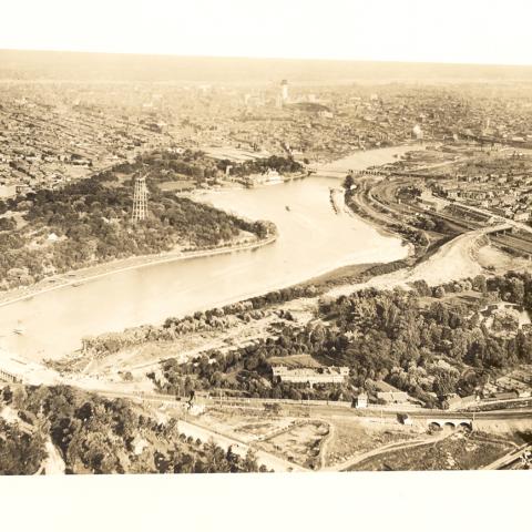 Aerial shot of Philadelphia taken by Jennings.