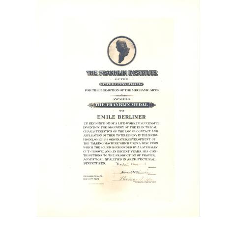 Certificate May 15, 1929.