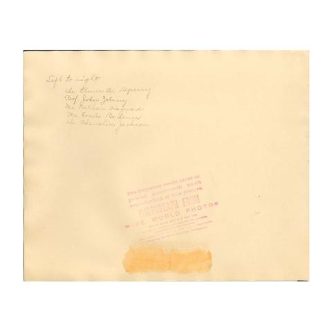 Group photograph: Sperry, Zeleny, Hayward, Berliner, Jackson. Back of photograph. 