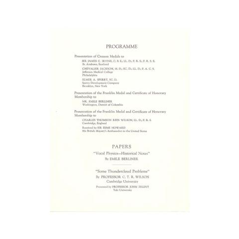 3rd page out of 3 of Medal Day Program. May 15, 1929.