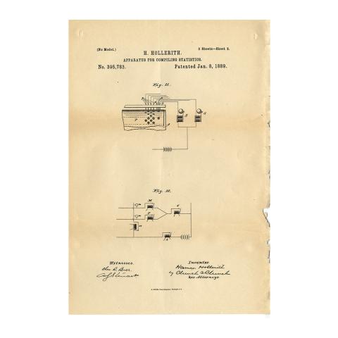 7th page out of 7 from U.S. Patent No. 395,783 on Apparatus for Compiling Statistics, 1/8/1889.