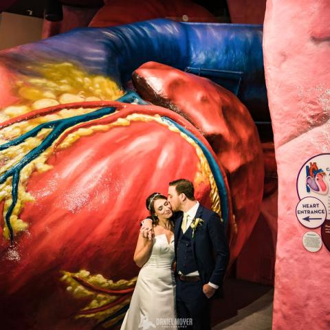 couple in The Giant Heart exhibit