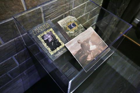 books and image on display