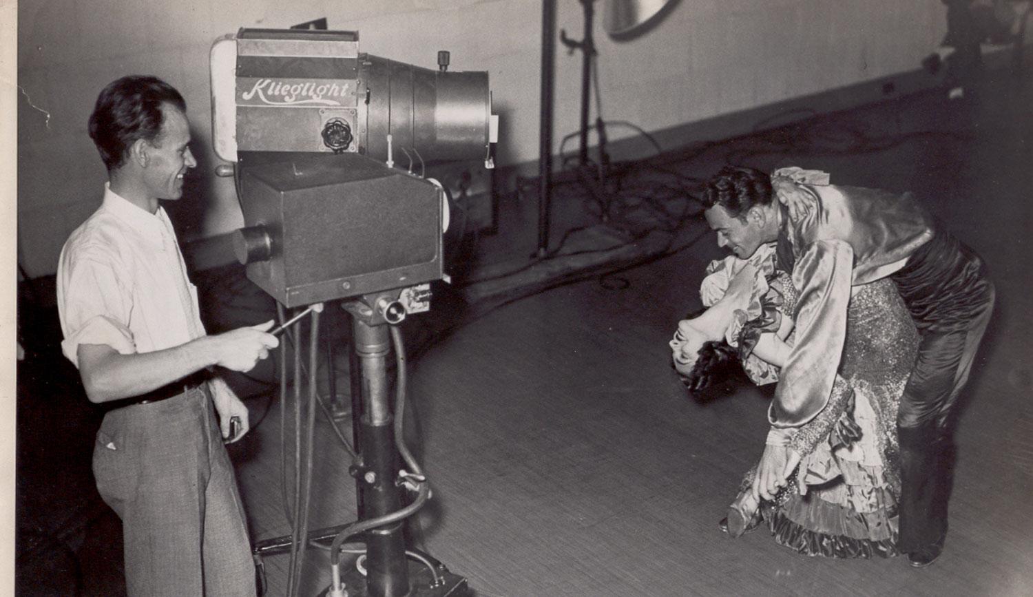 Philo Farnsworth filming a dancer.