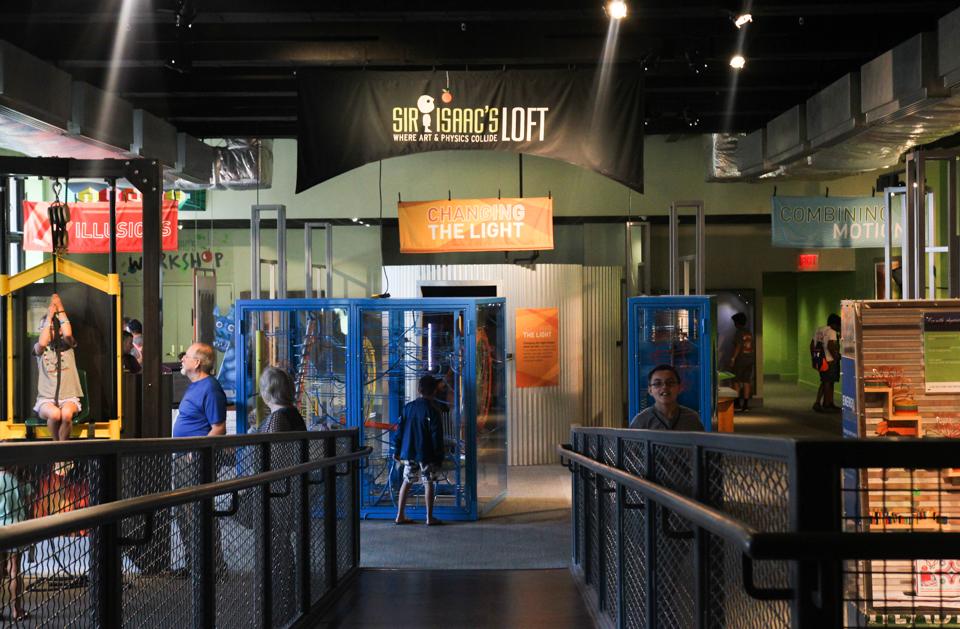overview shot of Sir Isaac's Loft exhibit at The Franklin Institute