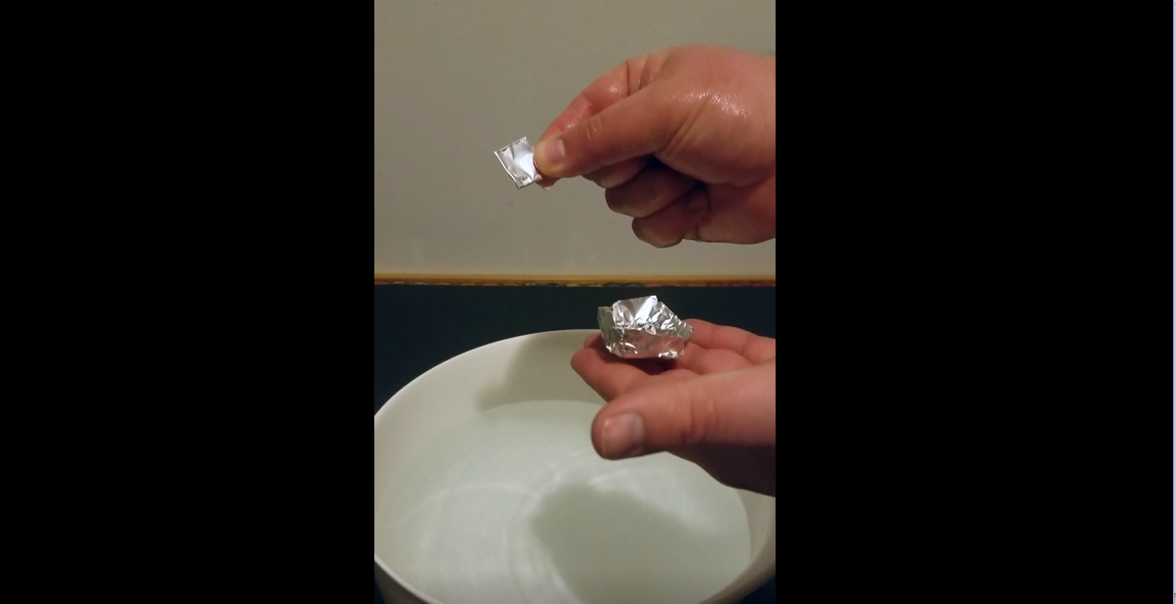 Buddy builds an aluminum foil boat